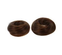 BELLIFFY 2Pcs Synthetic Hair Bun Donut Scrunchies for Women Natural Light Brown Hairpiece Accessories for Stylish Updo Comfortable Skin Friendly Hair Styling Tool for Parties and Daily Wear