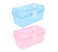 BELLIFFY 2Pcs Transparent Portable Medicine Storage Box with Compartments Lightweight Organizer for Household Travel Outdoor Use Multi Function Sundries and Hair Accessories Container