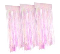 BELLIFFY 3 Pcs Rainbow Foil Fringe Streamer Curtains Iridescent Tinsel Backdrop for Party Wall Door Decorations Photo Booth Props
