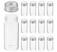 BELLIFFY 30pcs Clear Glass Test Tubes with Sealed Caps Small Transparent Vials for Capsules Powder Storage Heat-tolerant Reusable Bottles for Lab Travel Wedding Party Favors
