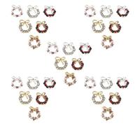 BELLIFFY 30pcs Nail Art Decorations Christmas Metal Bow Wreath Rhinestone Charms for Holiday Manicure Art Studs Garland Nail Jewels Bows