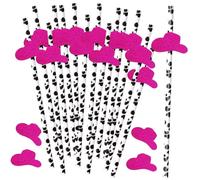 BELLIFFY 36pcs Cowboy Hat Paper Straws for Juice Drinking Milk Beverage Straws with Cow Print Decorative Party Favors for Western Rodeo and Country Theme Events