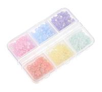 BELLIFFY 3d Floral Pearl Nail Charms 1 Case Small Acrylic Flower Nail Decorations 6-compartment Box Manicures