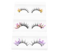 BELLIFFY 3pairs False Eyelashes Fake Lashes Glitter Lashes Fluorescent Eyelashes for Natural Makeup