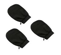 BELLIFFY 3pcs Black Exfoliating Mitts Rough Texture Deep Cleansing Skin Massage Gloves for Dead Skin Cell Removal Bath Shower Spa Scrub Gloves
