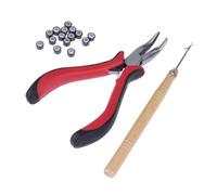 BELLIFFY 3pcs Braided Pliers for Hair Extension Tool Kit Hair Extension Plier Pulling Needle and Micro Rings Accessory