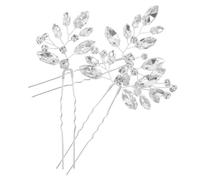 BELLIFFY 3pcs Elegant U Shaped Rhinestone Hairpins for Women Handmade Bridal Hair Forks with Secure Grip and Lightweight Comfort Sparkling Wedding Hair Accessories for Bridesmaids and