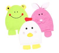 BELLIFFY 3pcs Exfoliating Bath Scrubbing Mitts for Adults Ergonomic Body Scrubber Gloves with Comfortable Material Deep Cleansing Spa Shower Wash Mitts Random Cartoon Styles