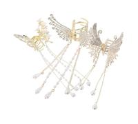 BELLIFFY 3pcs Fashion Hair Claw Clips with Tassel Pendant Lightweight Floral Hair Claw Accessories for Women Half Updos Stylish Butterfly Wing and Rhinestone Flower Design for Everyday and