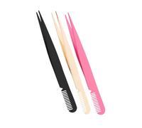 BELLIFFY 3pcs Lash Tweezers with Comb Stainless Steel Eyelash Applicator Tool for False Eyelash Extensions Professional Precision Curved and Straight Tips Portable Beauty Tool
