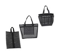 BELLIFFY 3pcs Mesh Beach Bag Toiletry Bag for School Travel Hanging Toiletry Travel Mesh Cosmetic Women's Makeup Storage