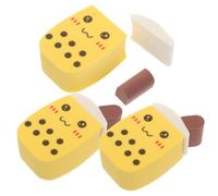 BELLIFFY 3pcs Milk Tea Cup Shaped Makeup Puff Multi-use Wet Dry Foundation Concealer Applicator Soft Material Expands with Water for Even Application Yellow Color