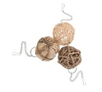 BELLIFFY 3pcs Parakeet Chew Toy Set Natural Rattan for Birds Interactive Toys for Parrots Hamsters and Easy to Install and Clean Engaging Shapes for Fun Playtime