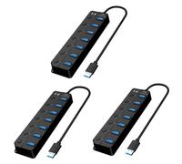 BELLIFFY 3pcs Port Usb Splitter Extension Hub Power Control Led Indicator Multi-usb Port Hub for Laptop