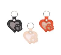 BELLIFFY 3PCS PU Leather Pet Memorial Keychain with Heart Paw Design Fur Keepsake Collector for Cat Dog Loss Stylish Black Orange Sympathy Gift for Pet Lovers