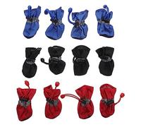BELLIFFY 3sets Pet Rain Boots Set Outdoor Shoes for Dogs Thick Warm Design for Rainy Days Set Red Black Easy to