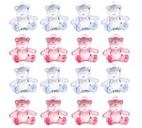 BELLIFFY 48pcs Acrylic Bear Charms for Craft Making and DIY Handmade Decoration, Mini Adorable Shape with Pink and Blue Colours, for Jewellery, Photo Frames, and Creative Shower