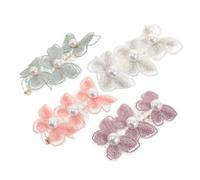 BELLIFFY 4pcs Butterfly Pearl Decorative Hair Ties Spiral Elastic Telephone Cord Ponytail Holders Braided Hair Bands for Women