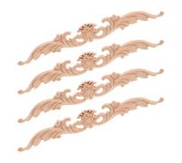 BELLIFFY 4pcs Decorative Wood Carved Appliques with Unique Carved Design and Enhanced Dimensionality for Cupboard and Door DIY Installation Vintage European Style Wooden Overlays for Living