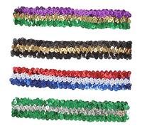 BELLIFFY 4pcs Elastic Sequin Headbands for Women Teens Girls Decorative Headdresses for Performance Parties Unique Aesthetic Comfortable Wear Fade-resistant Hair Accessories