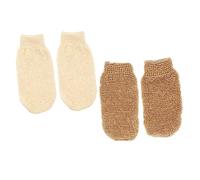 BELLIFFY 4pcs Exfoliating Bath Gloves Shower Mitts for Body Scrubbing and Massage Natural Material for Dead Skin Removal and Skin Care for Home Travel