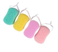 BELLIFFY 4Pcs Exfoliating Bath Sponges for Body Scrubbing, Absorbent Natural Shower Sponges with Eight-Shaped Design, Suitable for and Adult Body Cleaning Random Color Random Color