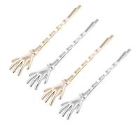 BELLIFFY 4pcs Gothic Skeleton Hand Hairpin Metal Bobby Pins for Women Halloween Gothic Hair Accessories