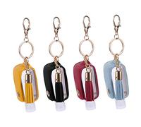 BELLIFFY 4pcs Keychain Holder for Liquid Soap Container Travel Keychain Bottles Pu Leather Cover for Hand Toiletry Bottles