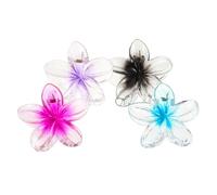 BELLIFFY 4pcs Large Flower Hair Claw Clips for Women Colorful Plumeria Design Plastic Resin Construction Strong Non-slip Hold for Thick and Thin Hair for Beach Vacation and Everyday Use