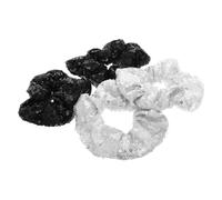 BELLIFFY 4pcs Metallic Hair Scrunchies Giant Glitter Elastic Hair Bands Sparkly Disco Ball Ponytail Holders for Women Girls Festival Party Accessories