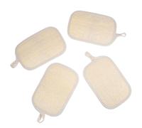 BELLIFFY 4pcs Natural Loofah Pads with Elastic Band Egyptian Exfoliating Body Scrubber for Men Women Multiuse Bath Washcloth for Face Back Knee Gentle Dead Skin Removal Natural Sponge Spa