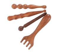 BELLIFFY 4pcs Natural Wood Massage Sticks for Face Neck Back Waist Muscle Relaxation Portable Gua Sha Therapy Tools for Trigger Point Acupressure and Body Self Care