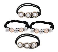 BELLIFFY 4pcs Pearl Flower Hair Ropes Elegant Ponytail Holders for Fine Hair Eye-catching Accessories for Women and Teen Girls for Parties and Everyday Glamour
