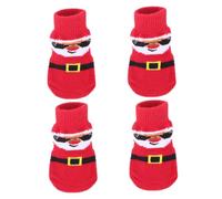 BELLIFFY 4pcs Pet Thermal Socks Doggy Christmas Adorable Paw Protectors Breathable Antiskid Dog Socks