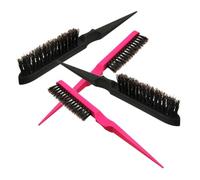 BELLIFFY 4PCS Pig Bristle Hair Comb with Long Handle Multi-row Salon Hairbrush for Styling Scalp Stimulation and Fluffy Volume Suitable for Home and Professional Use Random Random Color
