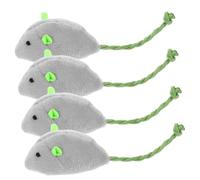 BELLIFFY 4pcs Plush Mouse Cat Toys Interactive Teething and Chewing Toys for Indoor Cats Realistic Simulation Mice Wobbling Action Safe Plush Materials Engaging Playtime Fun