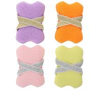 BELLIFFY 4pcs Soap Pouch Exfoliating Body Scrubber with Dual Ribbon for Deep Cleansing and Foam Generation Mesh Loofah Sponge for Travel and Home Bathing Reusable Quick-dry Shower Sponge