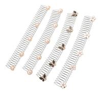 BELLIFFY 4pcs U Shape Hair Clip Invisible Hair Fixer Combs with Flower Pearl Headband for Everyday Styling
