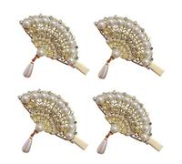 BELLIFFY 4pcs Vintage Pearl Hair Clips Gorgeous Fan Design Hair Accessories for Women Teens Durable Elegant Pearl Hairpins for Weddings Parties Daily Wear