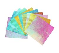 BELLIFFY 50pcs Iridescent Glitter Origami Paper 15cm Handcraft Sheets for Decoration and School Projects 10 Colours
