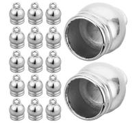 BELLIFFY 50pcs White K Electroplated Tassel Cord End Caps with 8mm Inner Diameter, Graduation Tassel Holders DIY Jewelry Findings for Crafting Beaded Bracelets and Keyrings