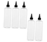 BELLIFFY 5pcs 500ml Pointed Mouth Squeeze Bottles Pet Applicator Bottles Long Neck Refillable Containers for Hair Dye and Sauce Dispensing with R24 Black Nozzles