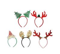 BELLIFFY 5Pcs Christmas Headbands Set with Fabric Reindeer Antlers, Christmas Trees, and Snowflake Designs, Holiday Hair Bands for and, Festive Hair Hoops for Xmas Parties
