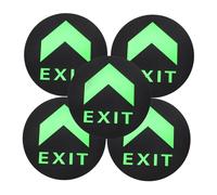 BELLIFFY 5pcs Glow- Dark Exit Sign Stickers Easy Installation Floor Indicators for Emergency Evacuation Fluorescent Safety Markers Round