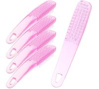 BELLIFFY 5pcs Long Handle Nail Brush for Manicure and Pedicure Soft Bristle Nail Cleaner for Fingernail Dust Removal Comfortable Grip Scrubbing Brushes for Home Salon Bathroom Use