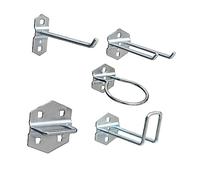 BELLIFFY 5pcs Metal Shelf Hook Set for Peg Board Tool Organizer Includes 100mm Single and Double Slant Hooks Galvanized Steel for Garage and Workshop Storage