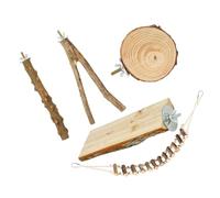 BELLIFFY 5pcs Parrot Perches Bird Cage Wood Stand with Paw Grinding Stick and Soft Ladder Natural Wood Bird Perch for Parakeets Budgies Cockatiels Cage Accessory
