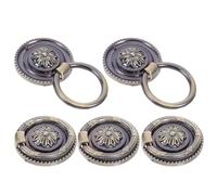 BELLIFFY 5pcs Vintage Single Hole Cabinet Pull Ring 47mm Green Metal | Decorative Multi Purpose Grip Accessory, for Home and Bar Use, Antique Style Finish, Furniture Wardrobe Fit