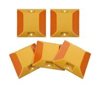 BELLIFFY 5Pcs Yellow Plastic Reflective Road Studs Raised Markers for Driveway and Highway Safety, Heavy Duty Roadside Reflectors for Nighttime Visibility and Traffic Guidance