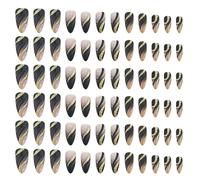 BELLIFFY 6 Boxes Glitter Stick on Nails with Sparkly Line Design Reusable Press-On False Nail Set for Women’S Festival and Special Occasion